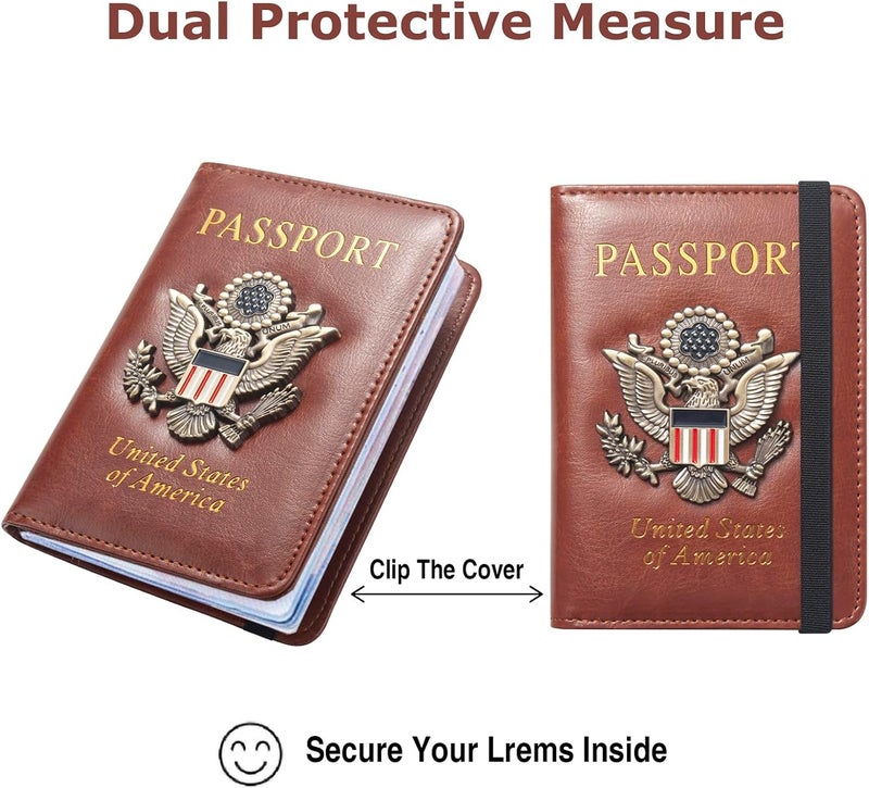 FACATH Premium Passport Holder for Travel, RFID Blocking Passport Cover Slim, Durable & Travel-Friendly, Passport Wallet Keep Your Documents Safe & Organized (Brown) - Image 5